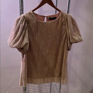 Elegant Metallic Blouse with Puff Sleeves